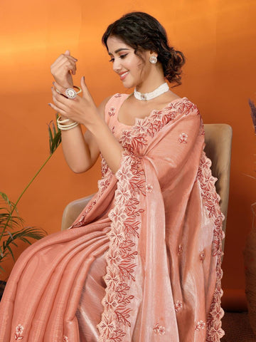 Ethnic Motifs Zari Woven Design Banarasi Saree